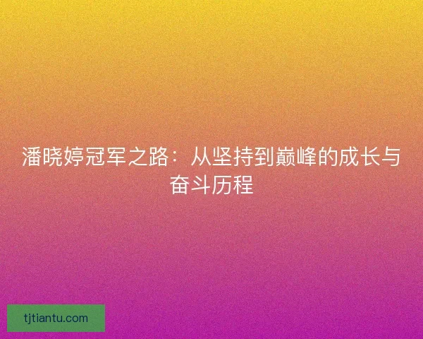 潘晓婷冠军之路：从坚持到巅峰的成长与奋斗历程