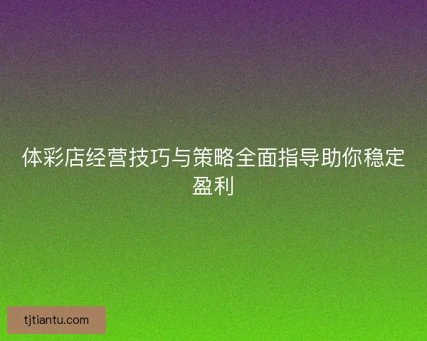 体彩店经营技巧与策略全面指导助你稳定盈利